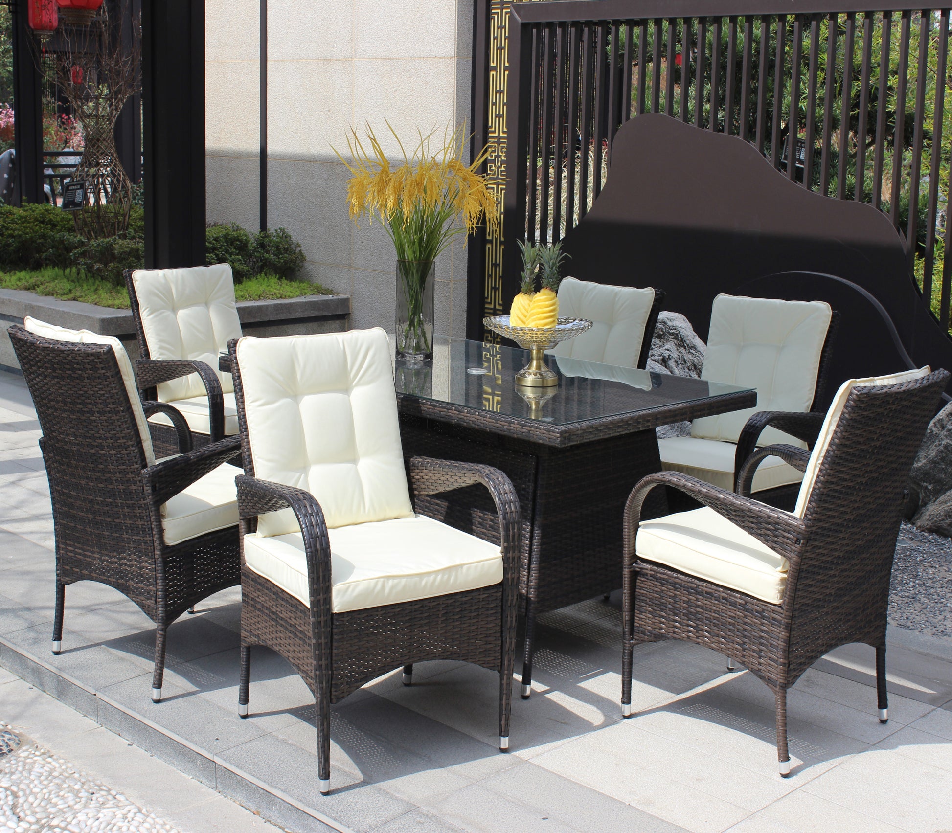 Patio 7 Piece Rectangular Dining Set With 6