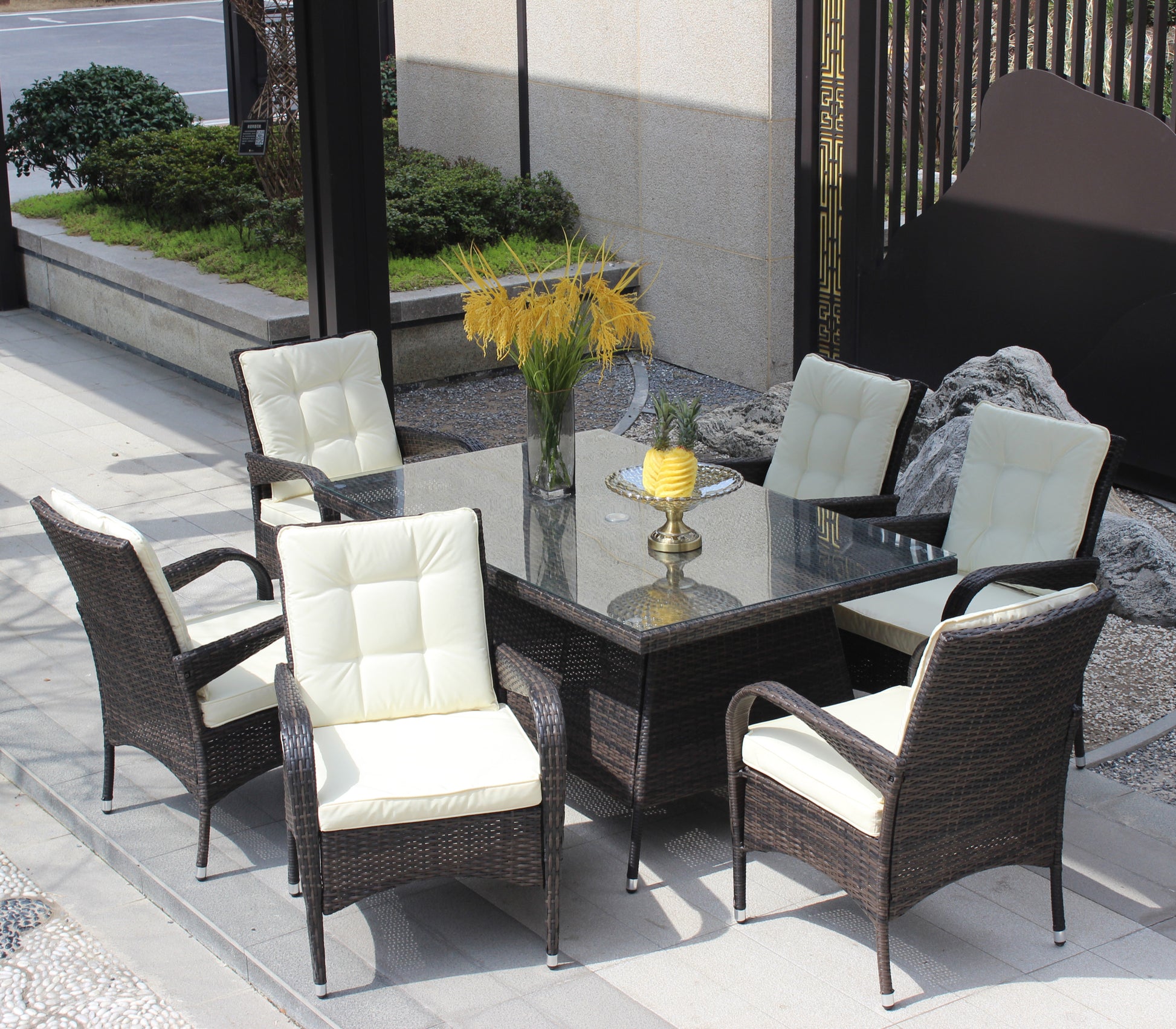 Patio 7 Piece Rectangular Dining Set With 6