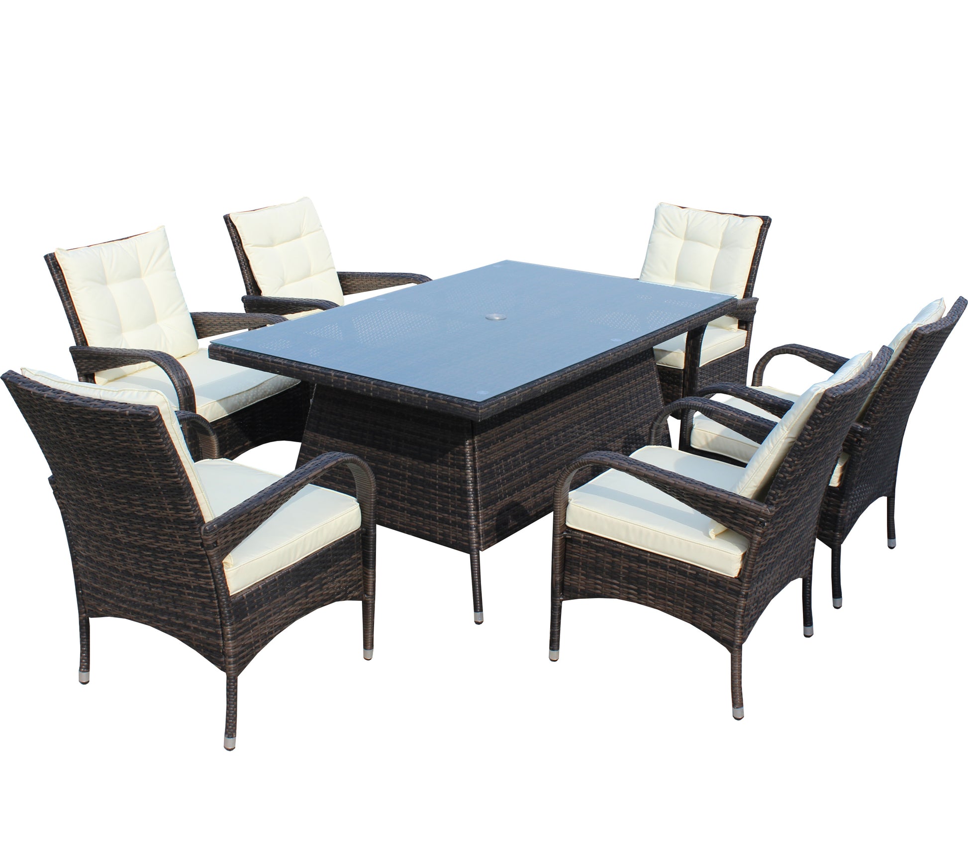 Patio 7 Piece Rectangular Dining Set With 6