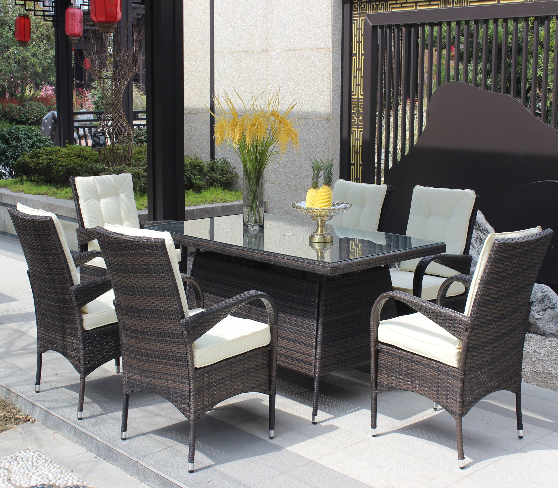 Patio 7 Piece Rectangular Dining Set With 6