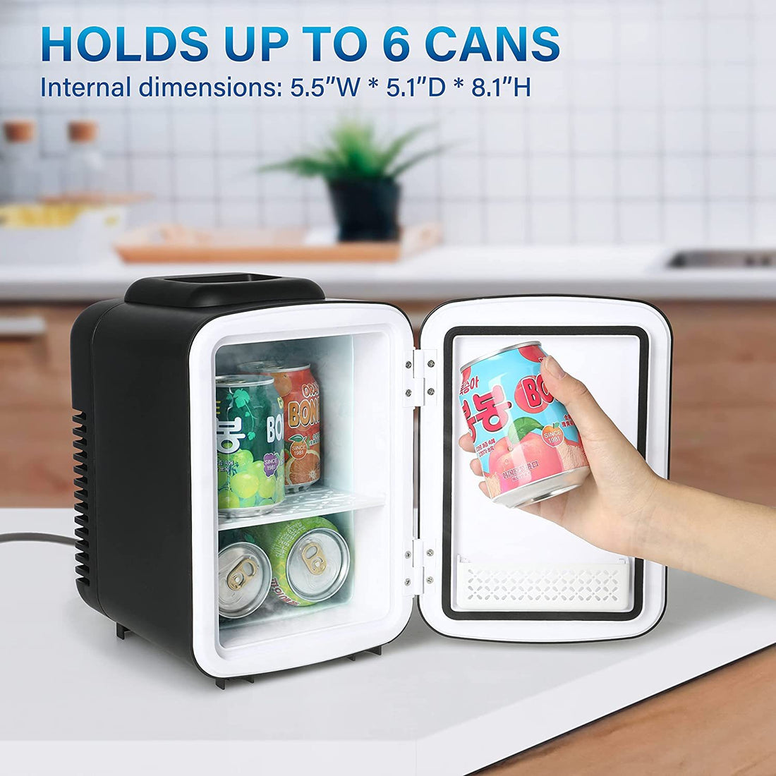 Simple Deluxe Mini Fridge, 4L 6 Can Portable