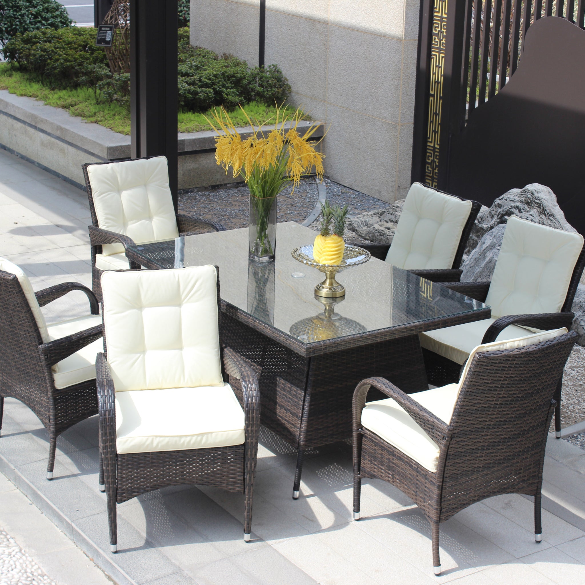 Patio 7 Piece Rectangular Dining Set With 6