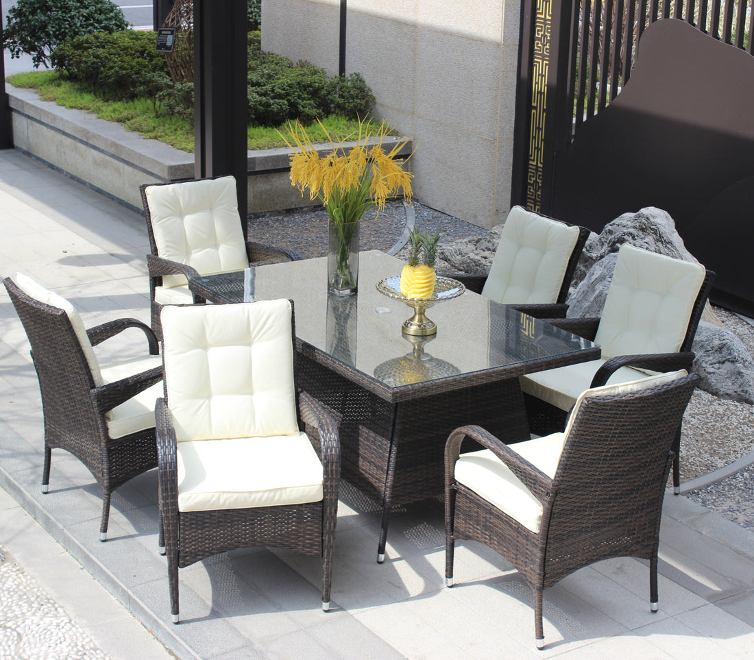 Patio 7 Piece Rectangular Dining Set With 6