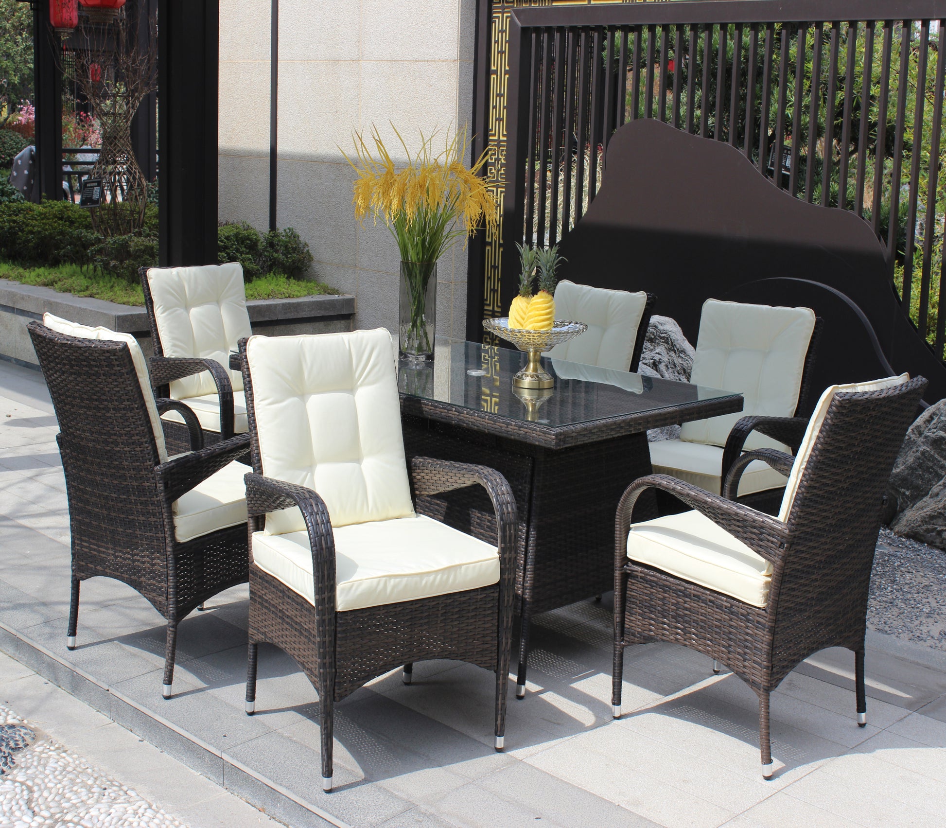 Patio 7 Piece Rectangular Dining Set With 6