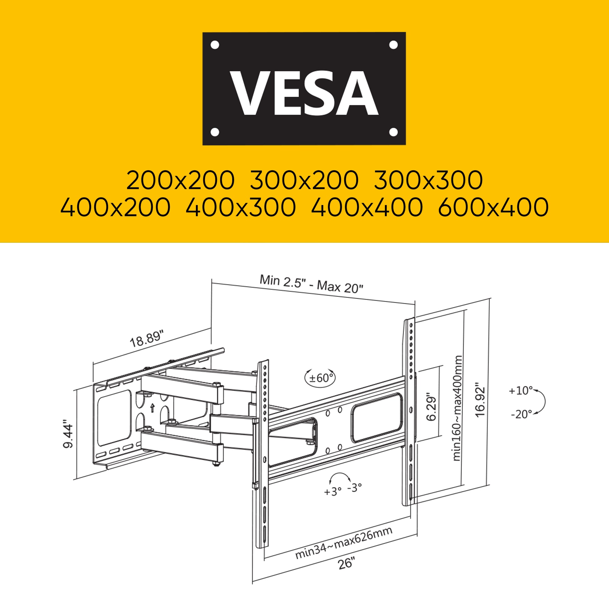 Full Motion Outdoor Tv mount for 37 80"