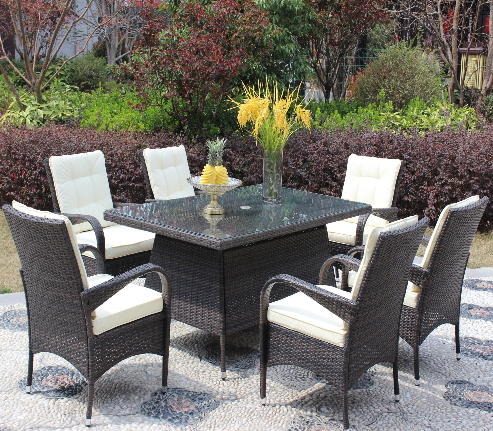 Patio 7 Piece Rectangular Dining Set With 6