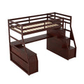 Twin Size Loft Bed with 7 Drawers 2 Shelves and Desk espresso-plywood