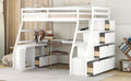 Twin Size Loft Bed with 7 Drawers 2 Shelves and Desk white-plywood