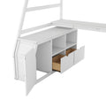 Twin Size Loft Bed with 7 Drawers 2 Shelves and Desk white-plywood