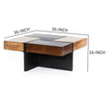 36 Inch Handcrafted Square Mango Wood Coffee