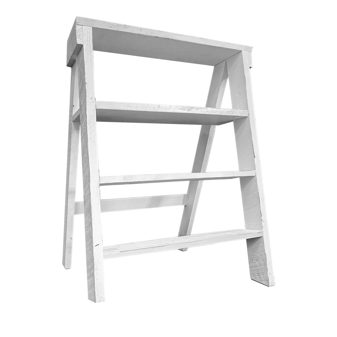 27 Inch Pinewood Ladder Bookcase, 4 Tier Open