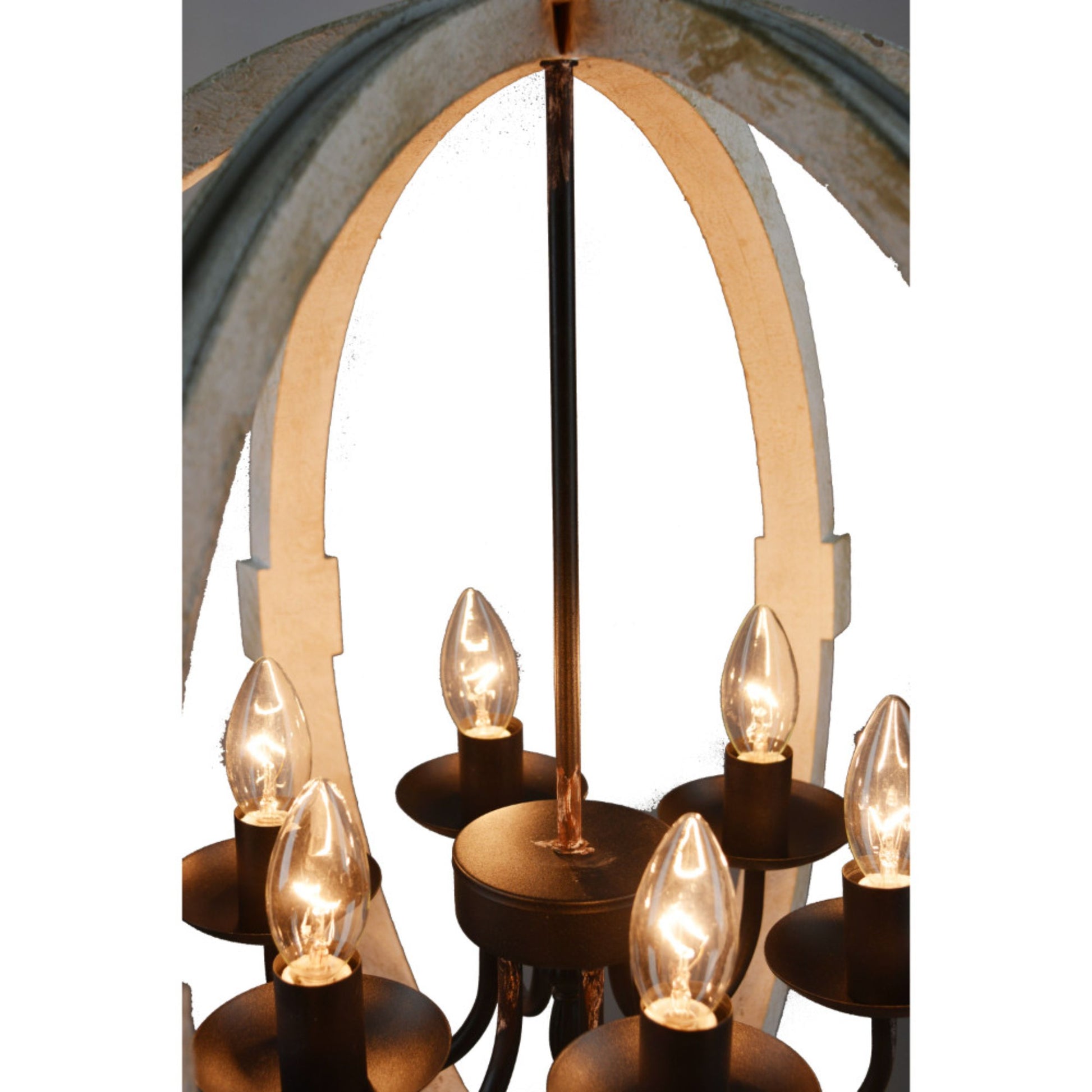 Calder Wooden Orb Shape Chandelier With Metal