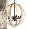 Calder Wooden Orb Shape Chandelier With Metal