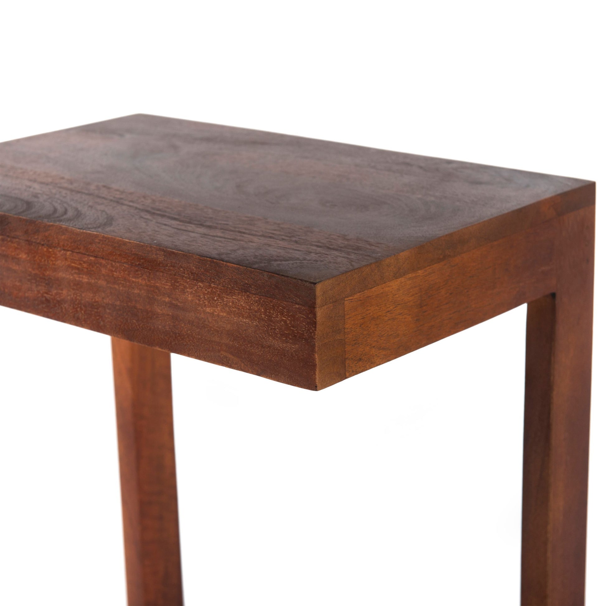 26 Inch Handcrafted Mango Wood Side End Table, Open brown-solid wood