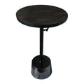 Aluminum Frame Round Side Table with Marble Top and black-aluminum