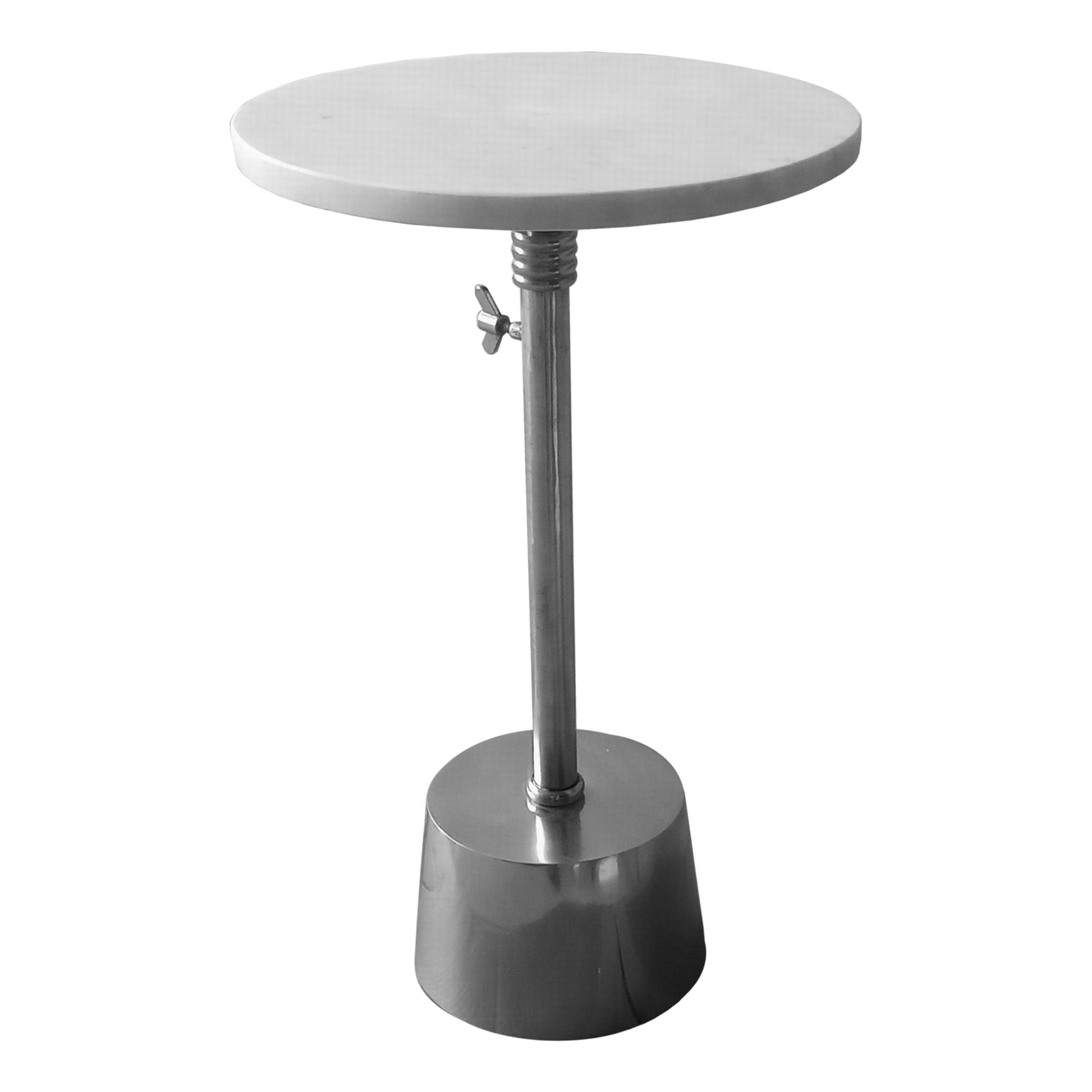 Aluminum Frame Round Side Table with Marble Top and white-aluminum