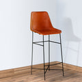 Bar Height Chair with Genuine Leather Upholstery