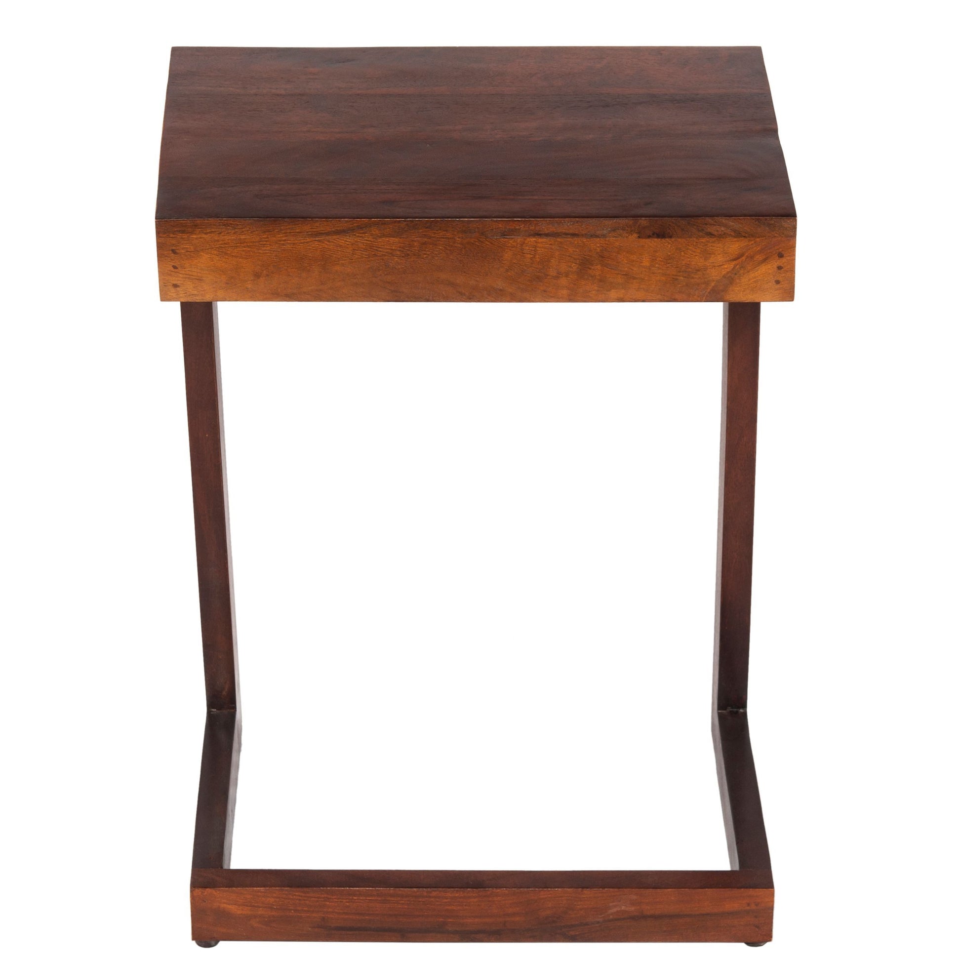 26 Inch Handcrafted Mango Wood Side End Table, Open brown-solid wood