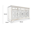 Koi 60 Inch Acacia Wood Sideboard Buffet TV white-mdf+glass