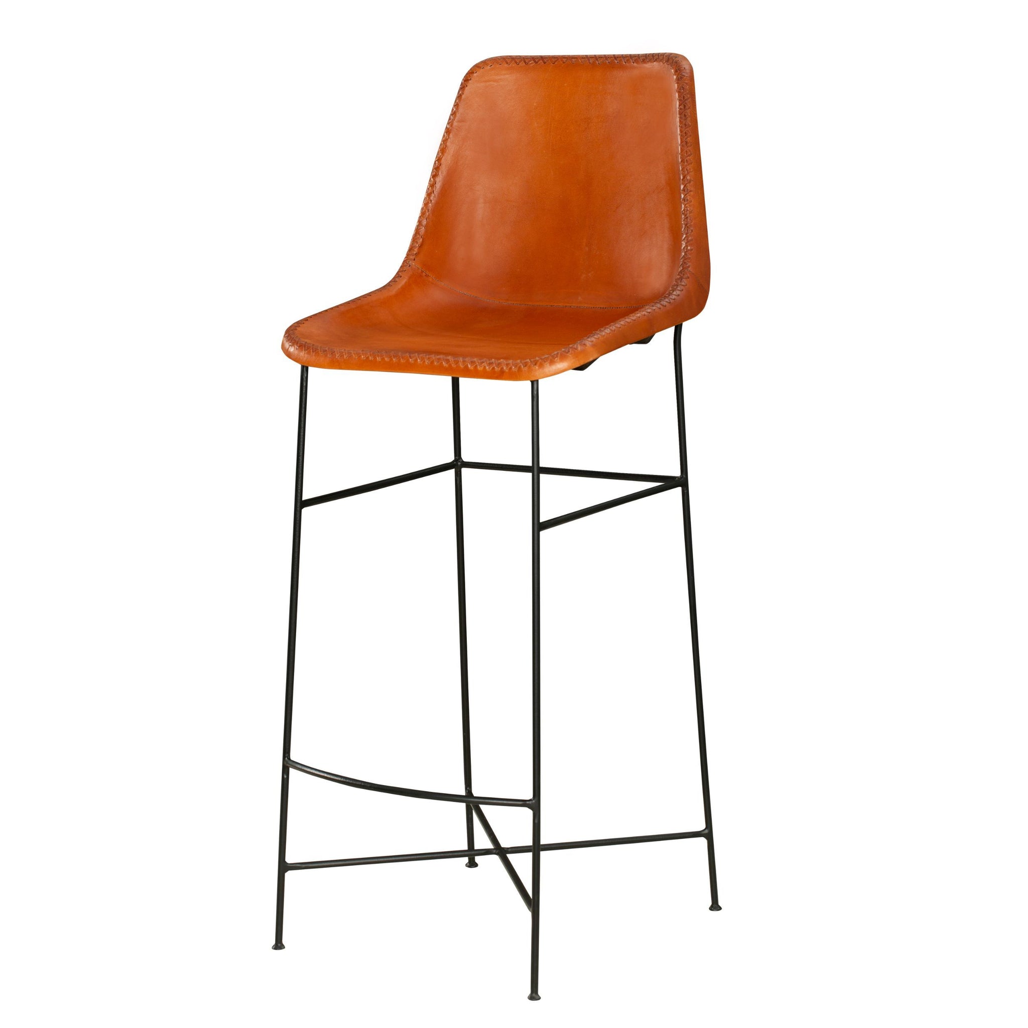 Bar Height Chair with Genuine Leather Upholstery