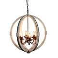 Calder Wooden Orb Shape Chandelier With Metal