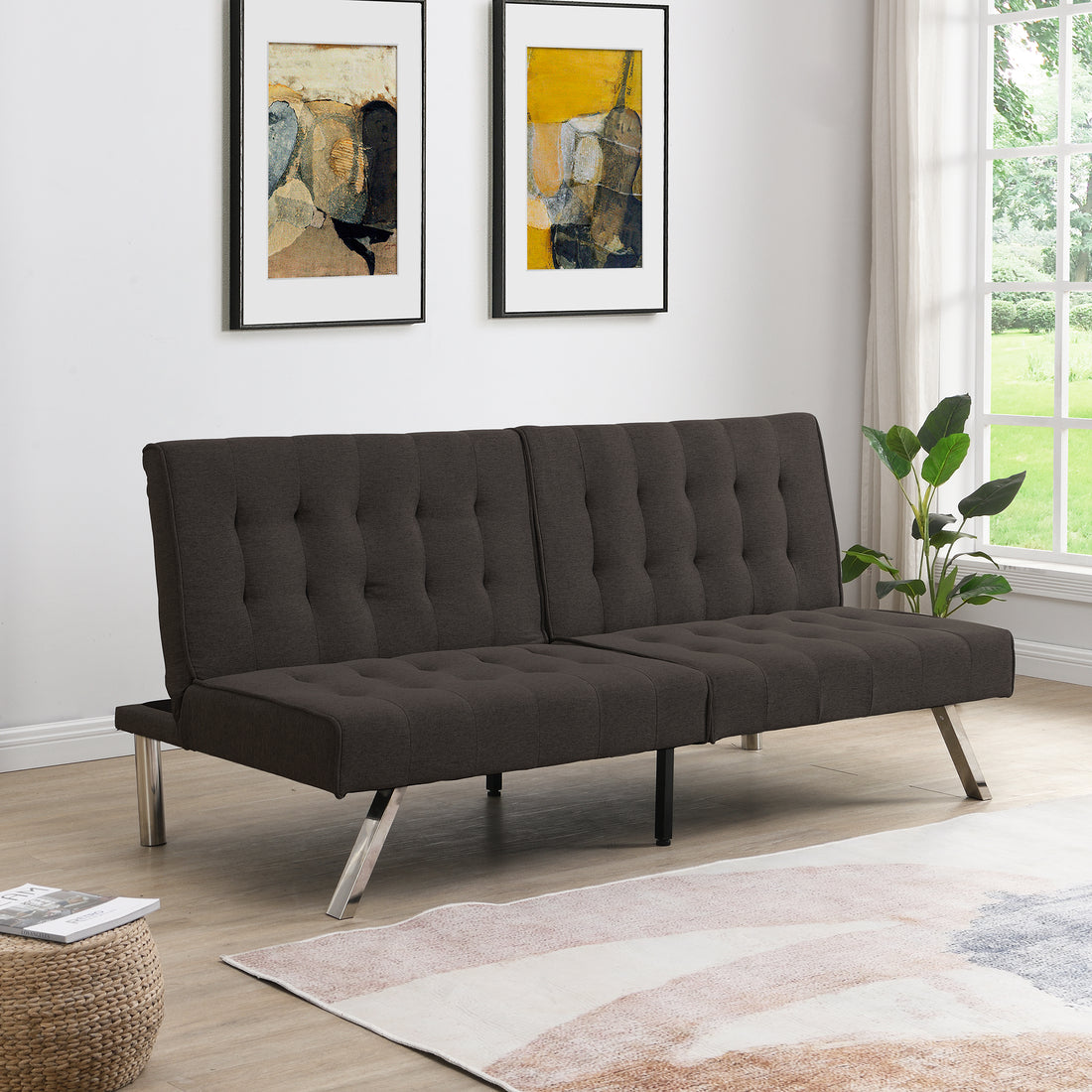 Wood Frame, Stainless Leg, Futon, Sofa Bed