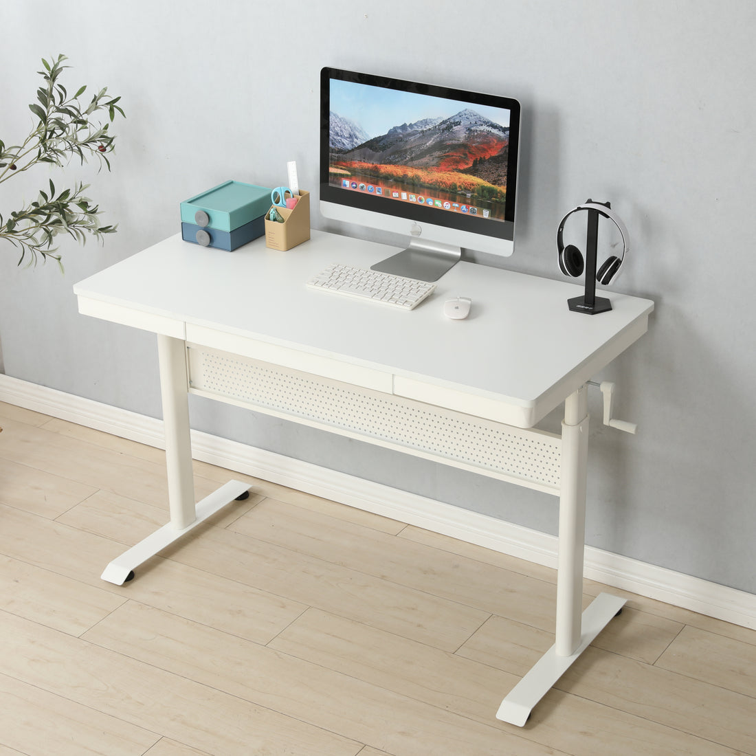 White Tabletop 48 x 24 InchesStanding Desk with Metal white-mdf-steel