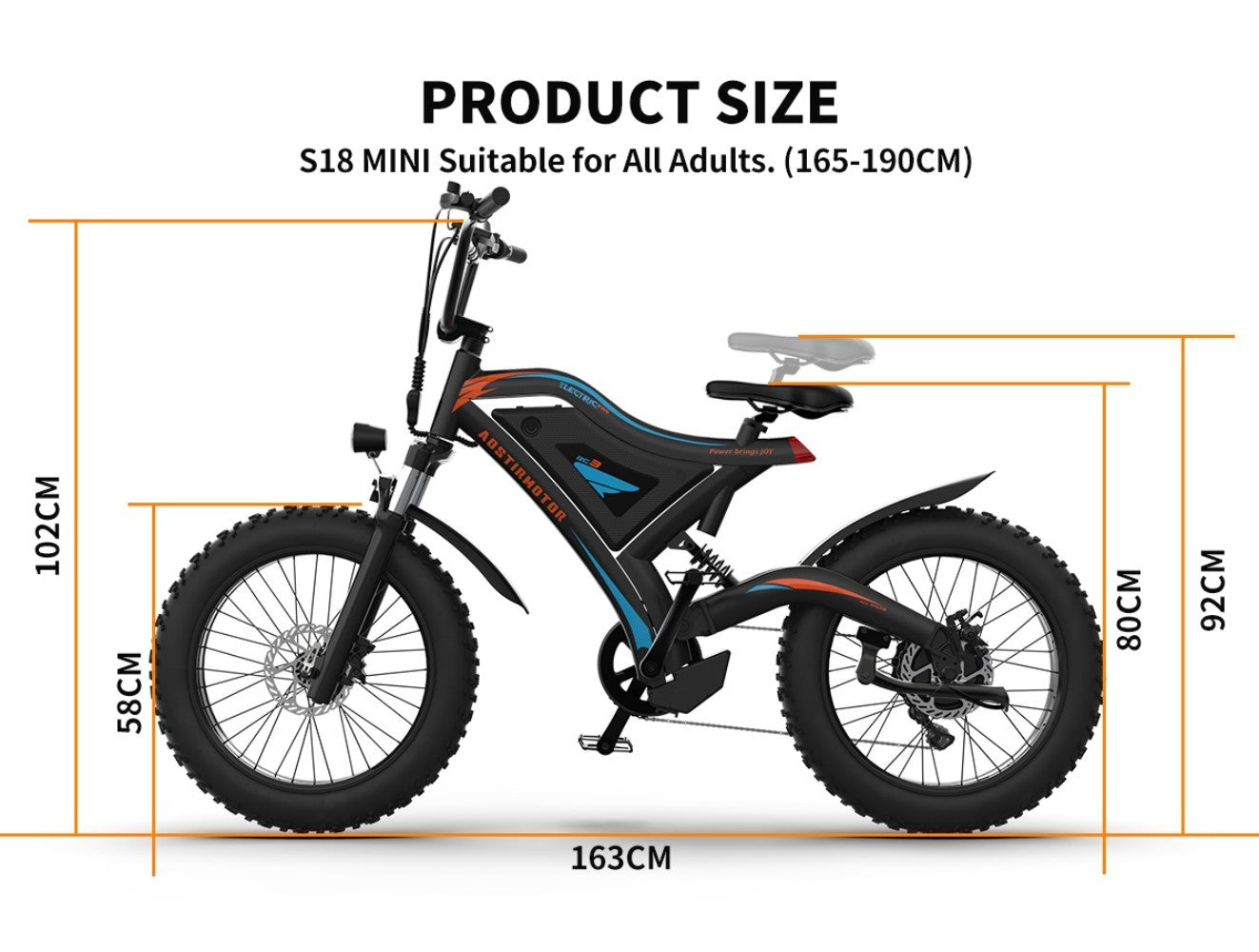 Aostirmotor Electric Bicycle 500w Motor 20" Fat