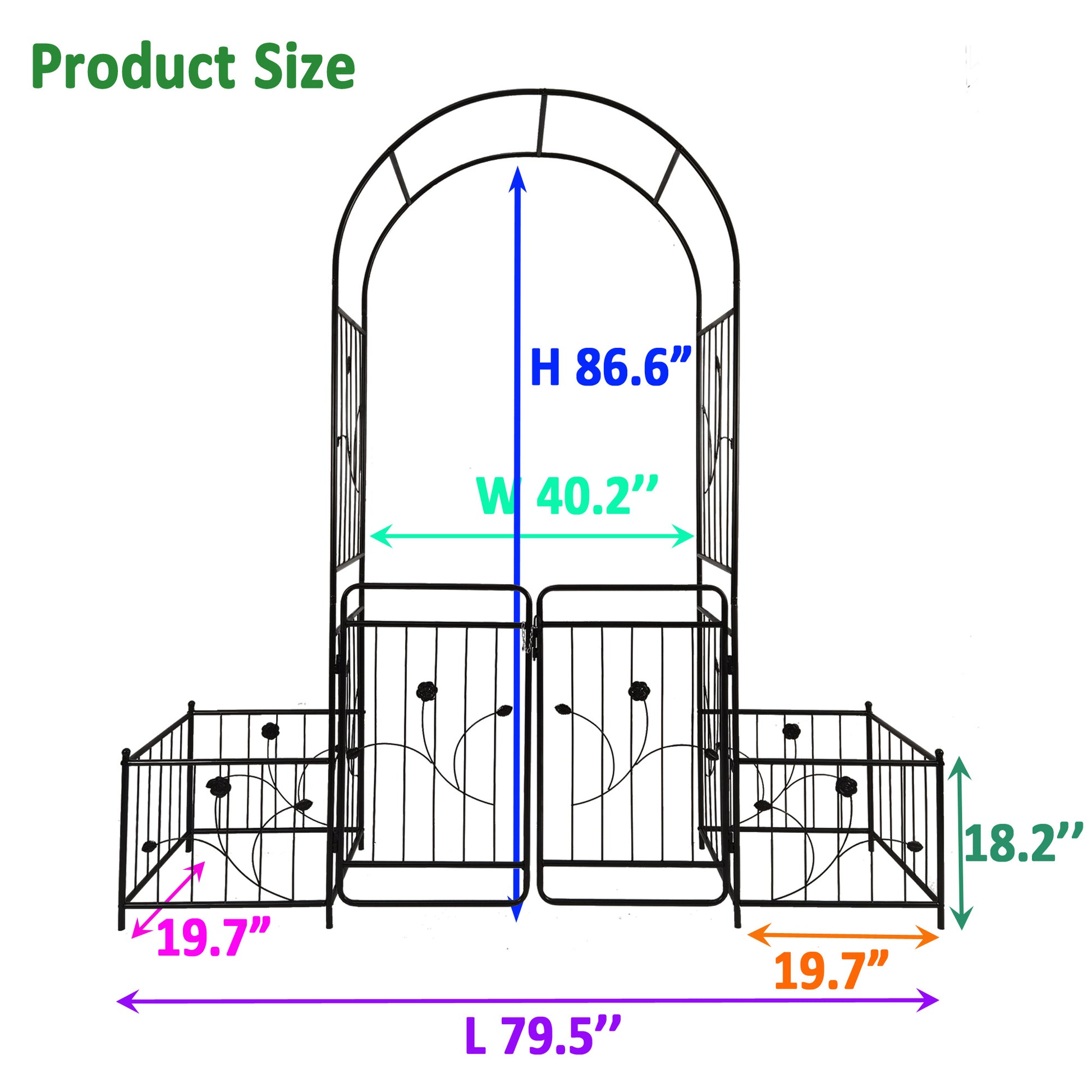 Metal Garden Arch With Gate 79.5'' Wide X 86.6''