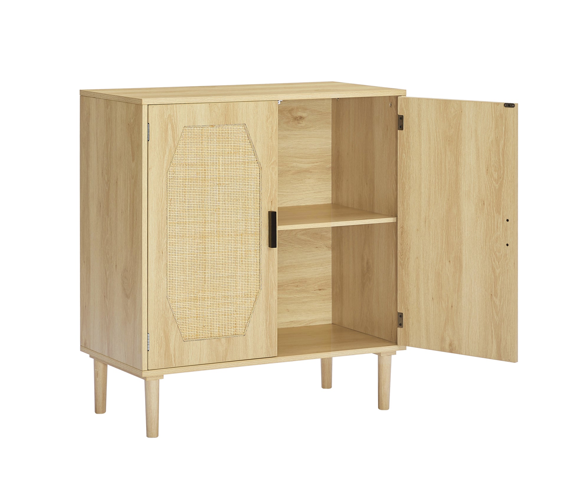 Kitchen storage cabinets with rattan decorative doors natural-particle board