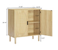 Kitchen storage cabinets with rattan decorative doors natural-particle board