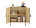 Kitchen storage cabinets with rattan decorative doors natural-particle board