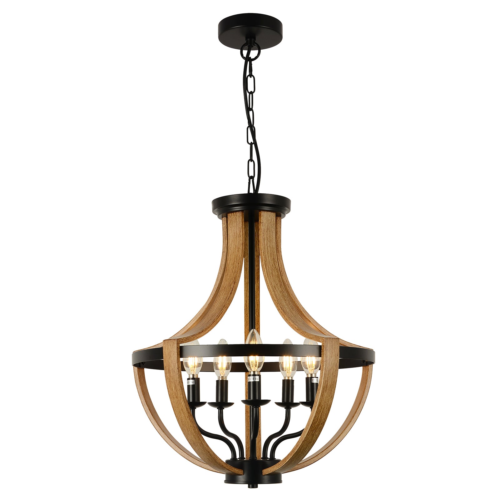 5 Light Faux Wood Farmhouse Chandelier