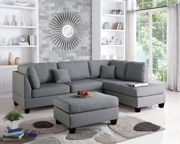 Grey Color 3pcs Sectional Living Room Furniture grey-wood-dining room-cushion