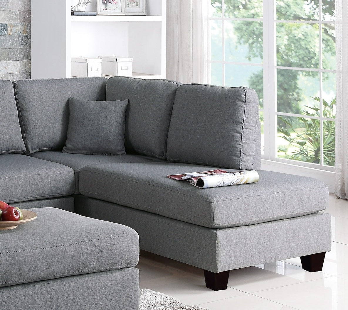 Grey Color 3pcs Sectional Living Room Furniture grey-wood-dining room-cushion