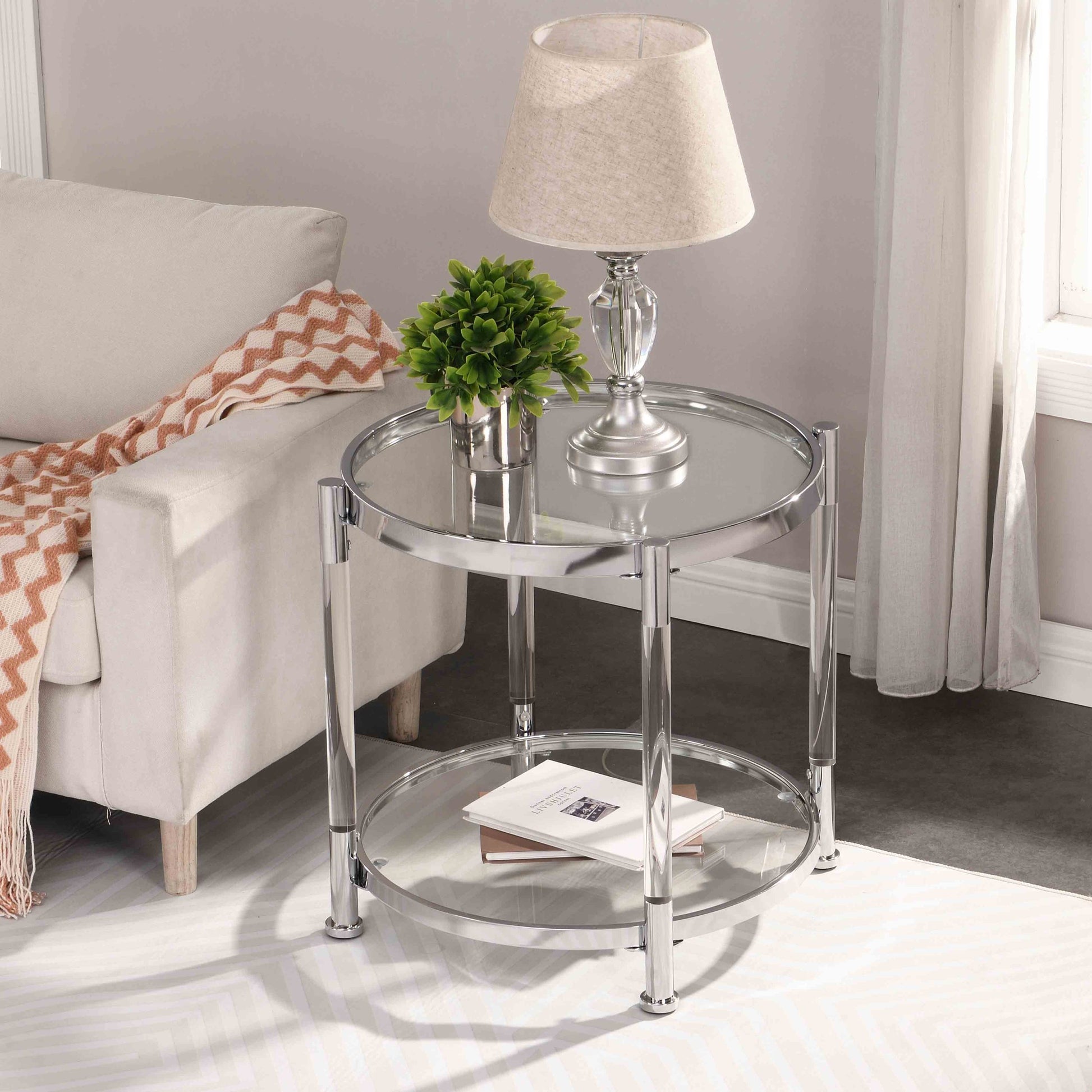 W82153571 Contemporary Acrylic End Table, Side