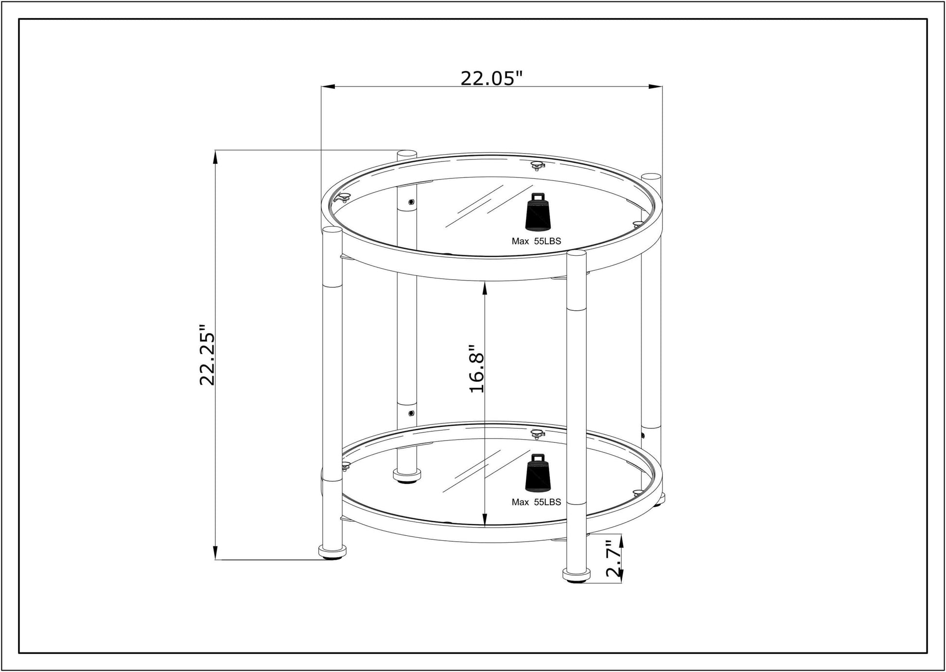 W82153571 Contemporary Acrylic End Table, Side