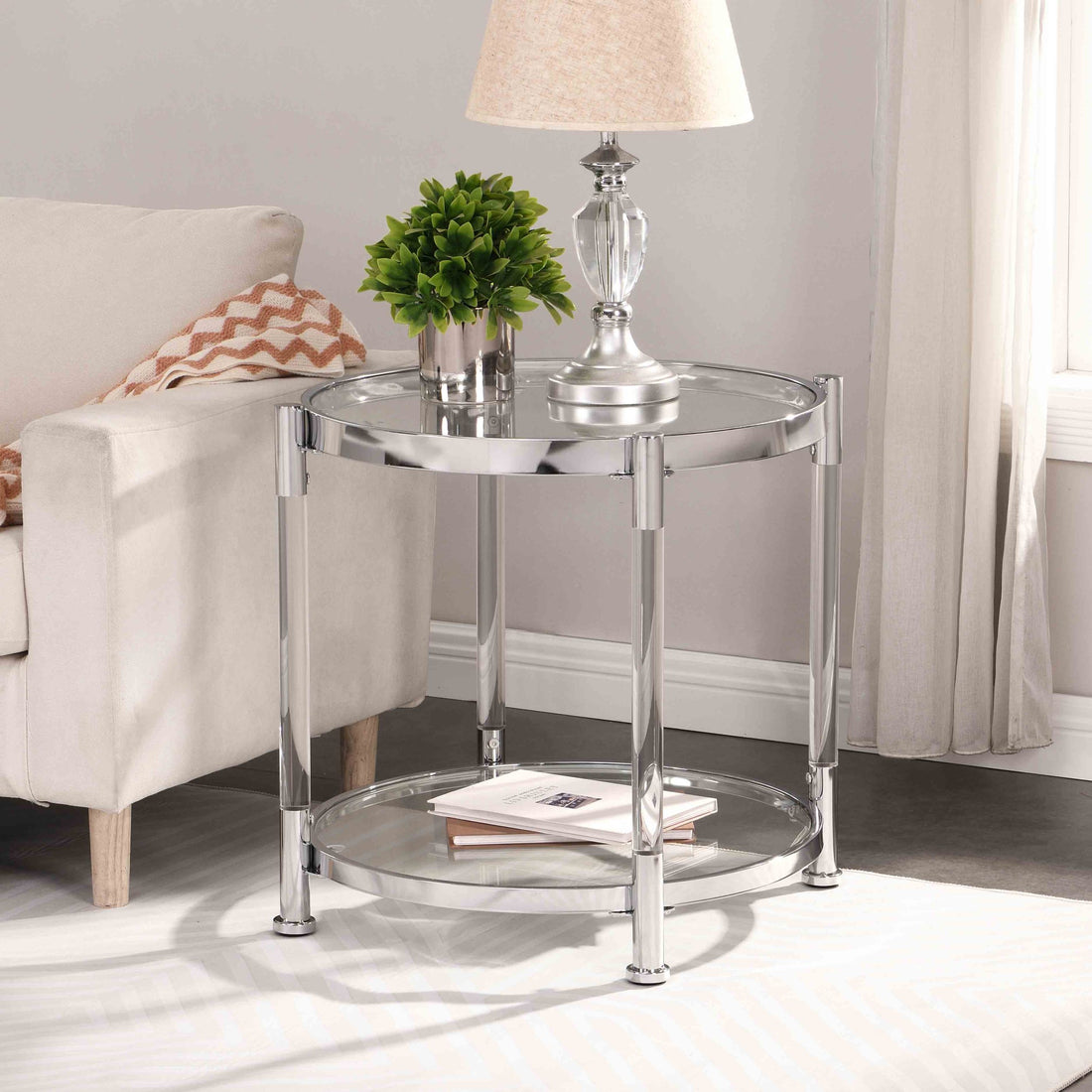 W82153571 Contemporary Acrylic End Table, Side