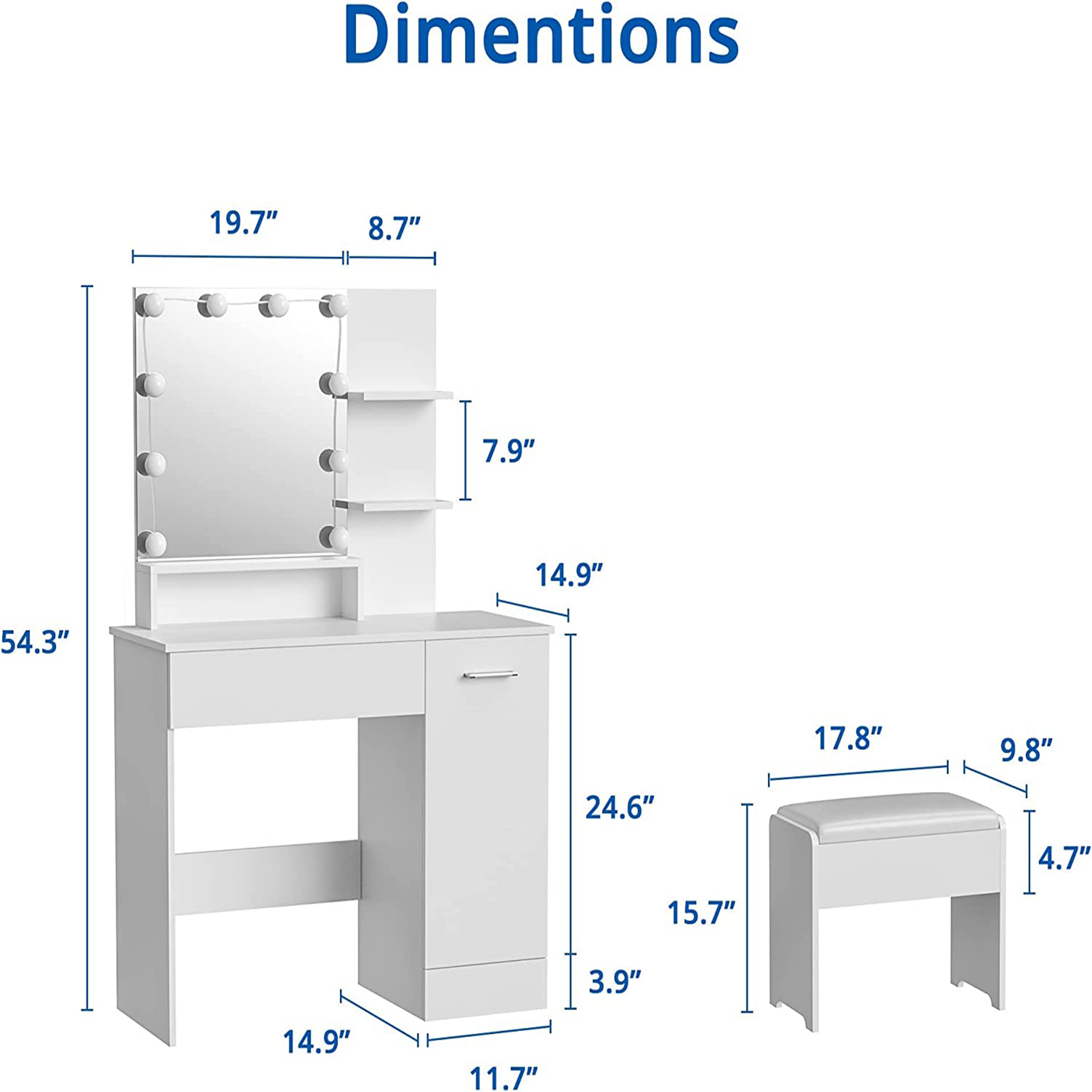 Makeup Vanity Table Set With Drawer And Storage -