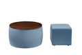 Video Round Ottoman Set with Storage, 2 in 1 blue-velvet