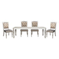 Glamorous Silver Finish Dining Set 5pc Dining Table 4x silver-seats 4-dining