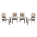 Glamorous Silver Finish Dining Set 5pc Dining Table 4x silver-seats 4-dining