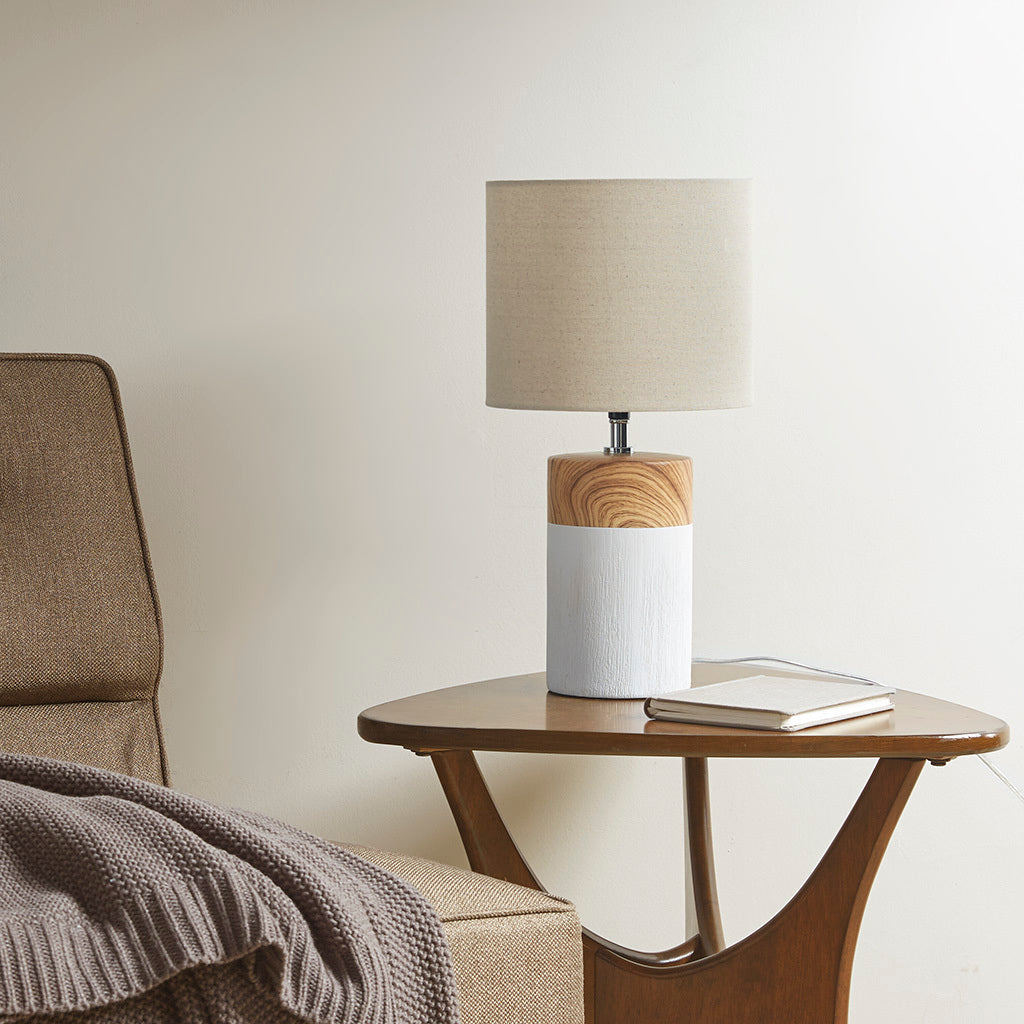 Textured Ceramic Table Lamp white-polyester