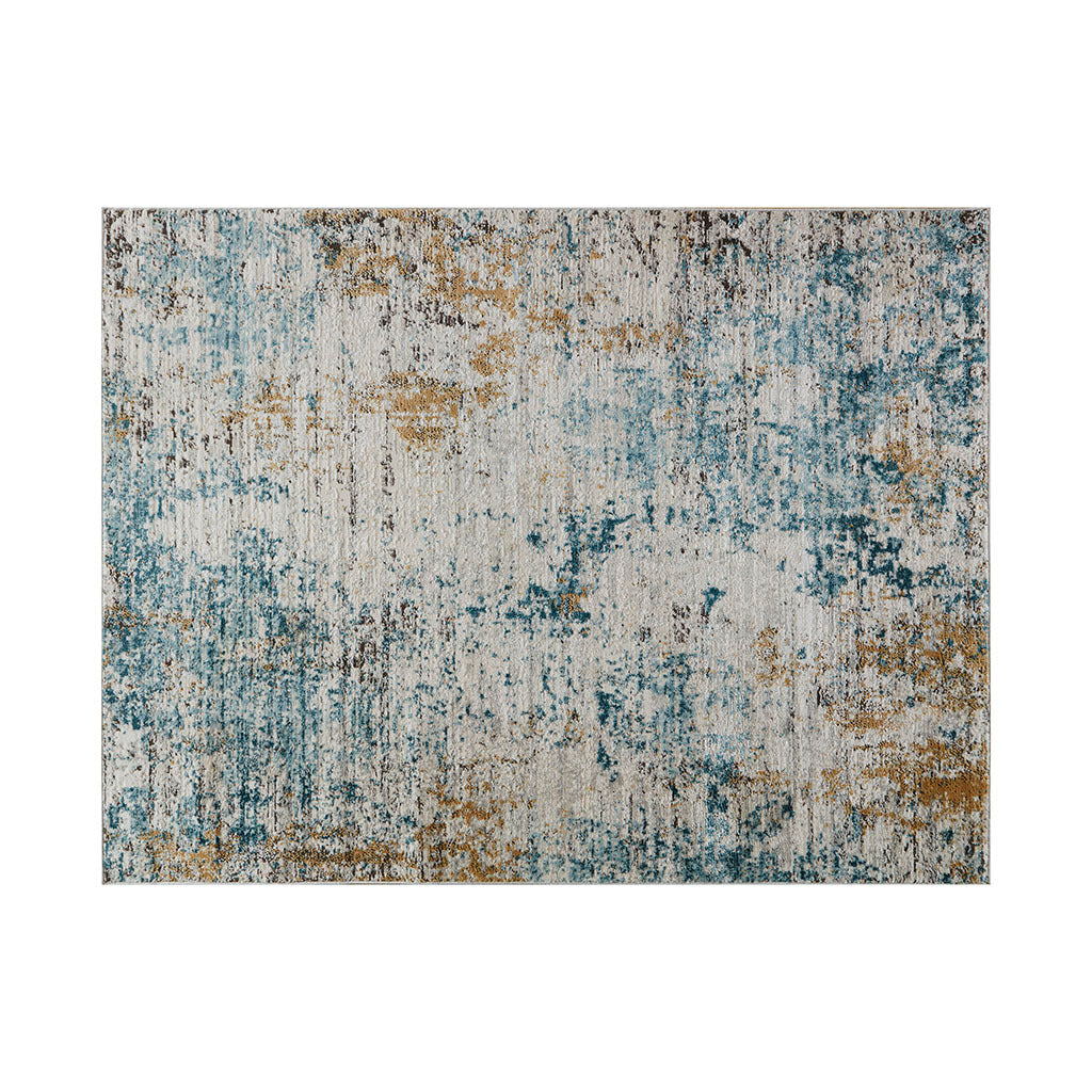 Abstract Area Rug cream+blue-polyester