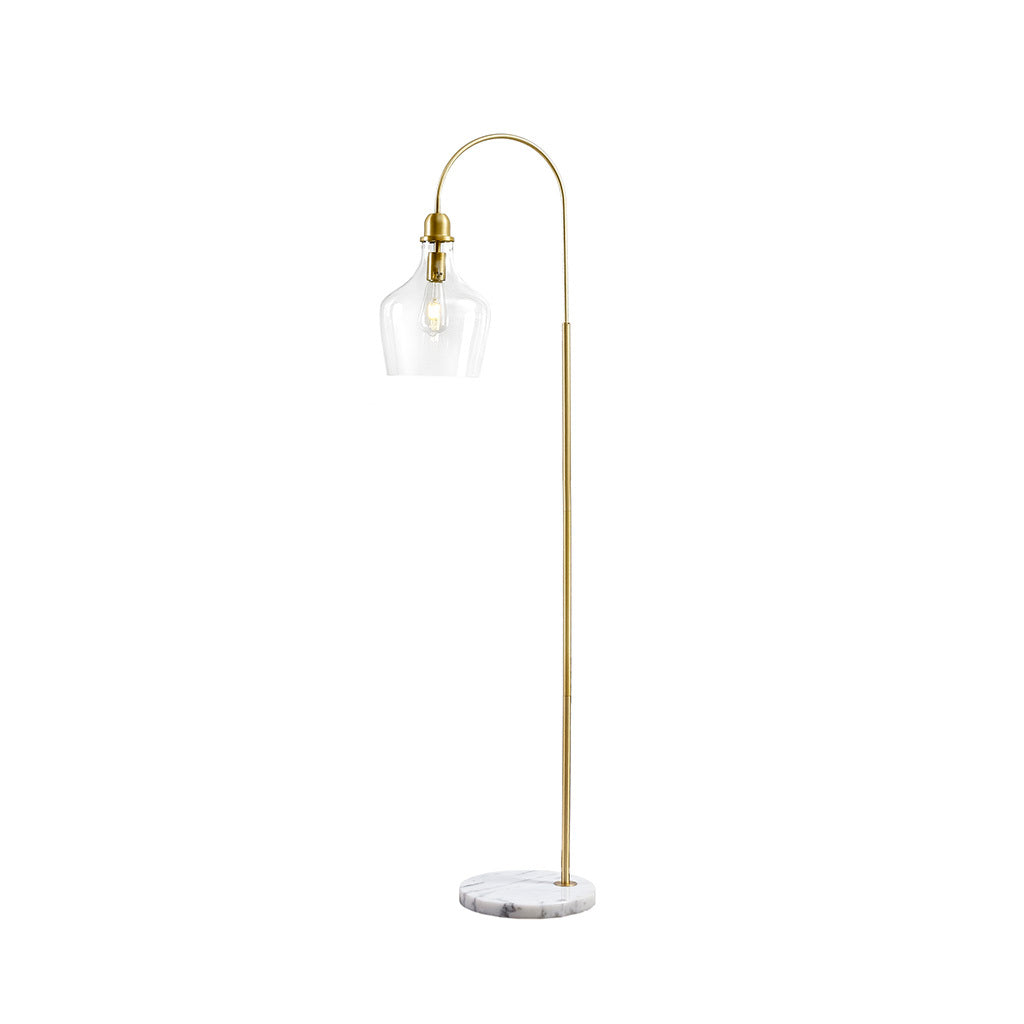 Arched Floor Lamp with Marble Base gold-cotton