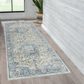 Medallion Woven Area Rug blue-polyester