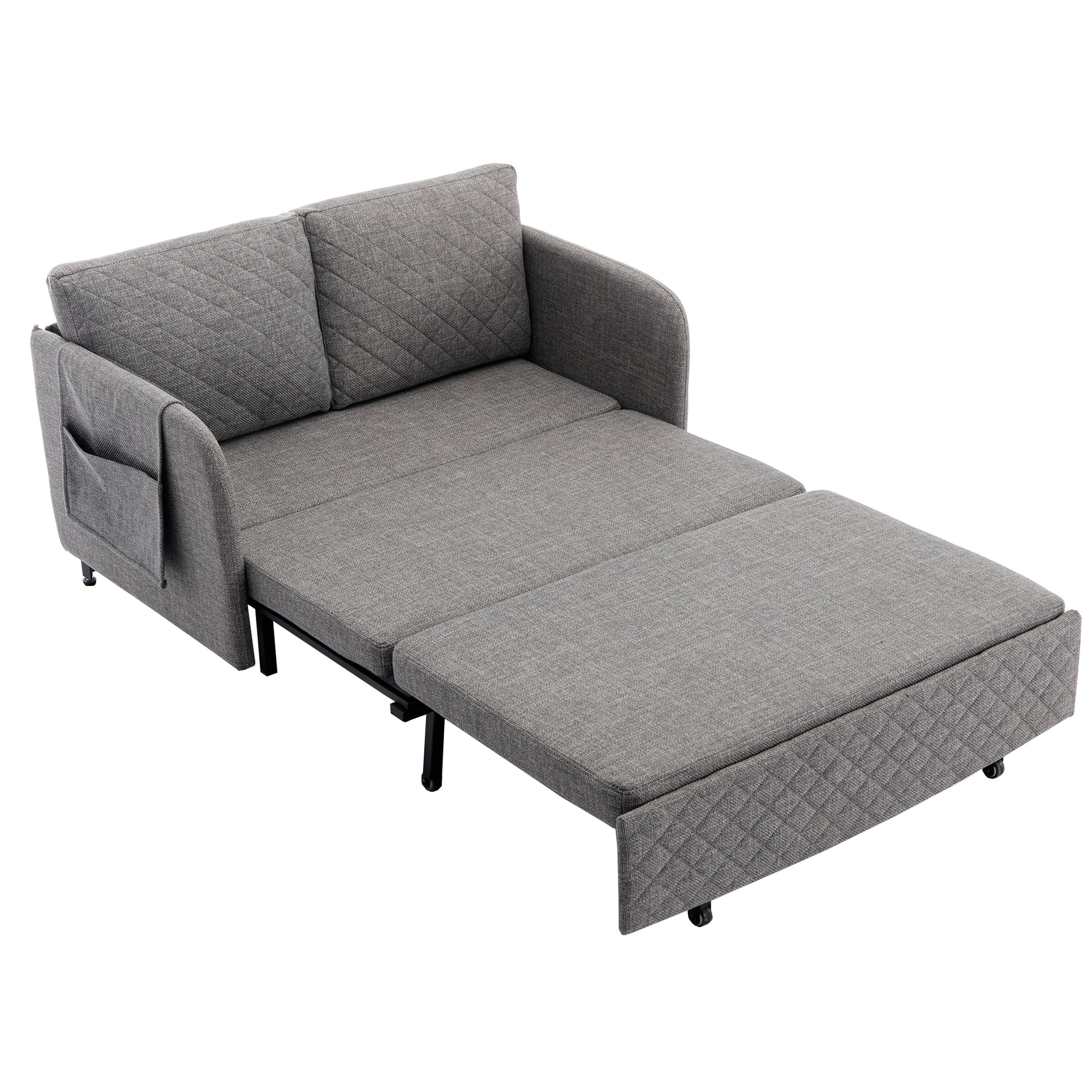 COOLMORE Convertible Sleeper Sofa Bed, Modern Velvet light grey-linen