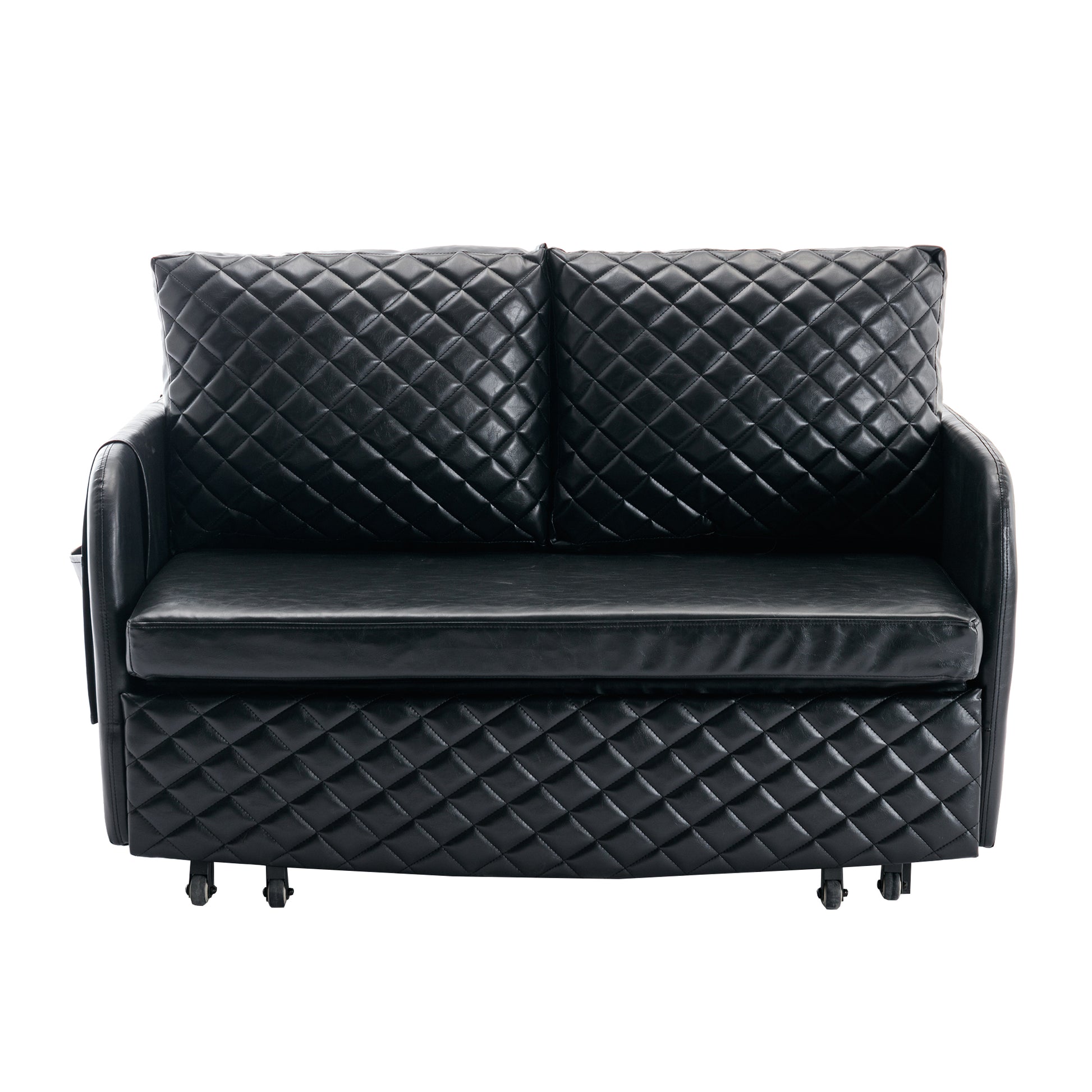 COOLMORE Convertible Sleeper Sofa Bed, Modern Velvet black-pu