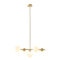 5 Light Chandelier with Frosted Glass Globe Bulbs gold-iron