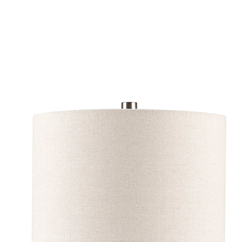 Triangular Ceramic And Wood Table Lamp - White